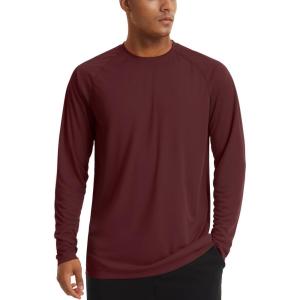 imageTACVASEN Mens Sun Shirt UPF 50 Long Sleeve UV Protection Lightweight Rash Guard Swim Shirt Quick Dry Fishing TShirtWine Red