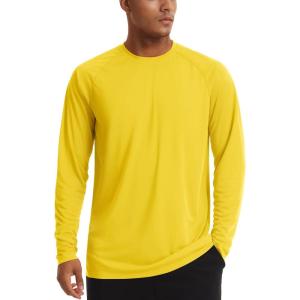 imageTACVASEN Mens Sun Shirt UPF 50 Long Sleeve UV Protection Lightweight Rash Guard Swim Shirt Quick Dry Fishing TShirtYellow
