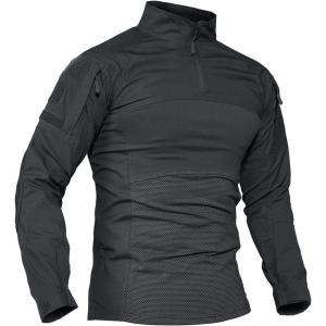 imageTACVASEN Mens Tactical Shirt 14 Zip Military Top Long Sleeve Outdoor Hiking Shirt Grey XL