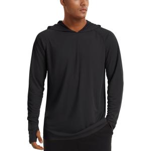 imageTACVASEN Mens UPF 50 Hoodie Shirt Rash Guard SPF UV Shirt Long Sleeve Lightweight Sun Shirt Fishing Hiking Swim ShirtBlack
