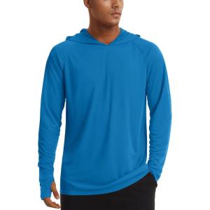 imageTACVASEN Mens UPF 50 Hoodie Shirt Rash Guard SPF UV Shirt Long Sleeve Lightweight Sun Shirt Fishing Hiking Swim ShirtBlue Green