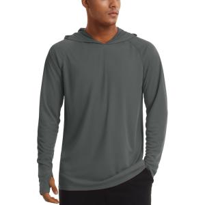 imageTACVASEN Mens UPF 50 Hoodie Shirt Rash Guard SPF UV Shirt Long Sleeve Lightweight Sun Shirt Fishing Hiking Swim ShirtDark Gray