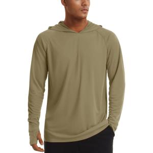 imageTACVASEN Mens UPF 50 Hoodie Shirt Rash Guard SPF UV Shirt Long Sleeve Lightweight Sun Shirt Fishing Hiking Swim ShirtDull Cyan