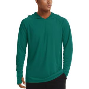 imageTACVASEN Mens UPF 50 Hoodie Shirt Rash Guard SPF UV Shirt Long Sleeve Lightweight Sun Shirt Fishing Hiking Swim ShirtEmerald Green