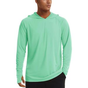 imageTACVASEN Mens UPF 50 Hoodie Shirt Rash Guard SPF UV Shirt Long Sleeve Lightweight Sun Shirt Fishing Hiking Swim ShirtMint Green