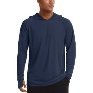 imageTACVASEN Mens UPF 50 Hoodie Shirt Rash Guard SPF UV Shirt Long Sleeve Lightweight Sun Shirt Fishing Hiking Swim ShirtNavy