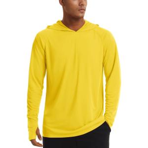 imageTACVASEN Mens UPF 50 Hoodie Shirt Rash Guard SPF UV Shirt Long Sleeve Lightweight Sun Shirt Fishing Hiking Swim ShirtYellow