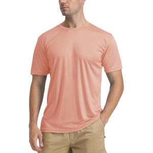 imageTACVASEN Swim Shirts for Men Rash Guard SPF Short Sleeve Sun TShirt UPF 50 Quick Dry Lightweight Fishing Water ShirtApricot