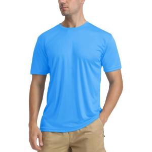 imageTACVASEN Swim Shirts for Men Rash Guard SPF Short Sleeve Sun TShirt UPF 50 Quick Dry Lightweight Fishing Water ShirtAzure