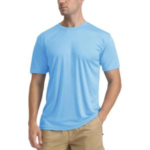 imageTACVASEN Swim Shirts for Men Rash Guard SPF Short Sleeve Sun TShirt UPF 50 Quick Dry Lightweight Fishing Water ShirtBlue