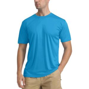 imageTACVASEN Swim Shirts for Men Rash Guard SPF Short Sleeve Sun TShirt UPF 50 Quick Dry Lightweight Fishing Water ShirtBlue Green