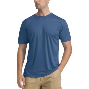 imageTACVASEN Swim Shirts for Men Rash Guard SPF Short Sleeve Sun TShirt UPF 50 Quick Dry Lightweight Fishing Water ShirtBlue Grey