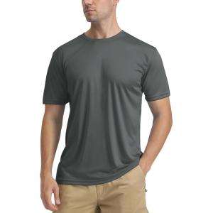 imageTACVASEN Swim Shirts for Men Rash Guard SPF Short Sleeve Sun TShirt UPF 50 Quick Dry Lightweight Fishing Water ShirtDark Grey