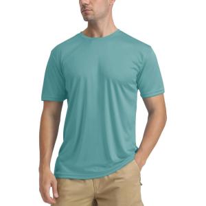 imageTACVASEN Swim Shirts for Men Rash Guard SPF Short Sleeve Sun TShirt UPF 50 Quick Dry Lightweight Fishing Water ShirtGreen