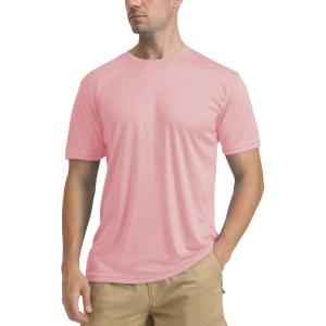 imageTACVASEN Swim Shirts for Men Rash Guard SPF Short Sleeve Sun TShirt UPF 50 Quick Dry Lightweight Fishing Water ShirtGrey Pink