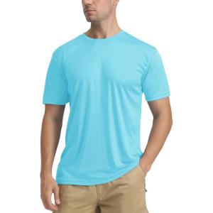 imageTACVASEN Swim Shirts for Men Rash Guard SPF Short Sleeve Sun TShirt UPF 50 Quick Dry Lightweight Fishing Water ShirtIce Blue