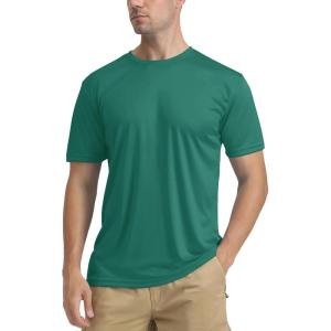 imageTACVASEN Swim Shirts for Men Rash Guard SPF Short Sleeve Sun TShirt UPF 50 Quick Dry Lightweight Fishing Water ShirtJade Gree
