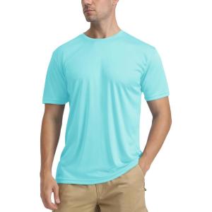 imageTACVASEN Swim Shirts for Men Rash Guard SPF Short Sleeve Sun TShirt UPF 50 Quick Dry Lightweight Fishing Water ShirtLake Blue
