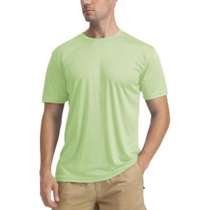 imageTACVASEN Swim Shirts for Men Rash Guard SPF Short Sleeve Sun TShirt UPF 50 Quick Dry Lightweight Fishing Water ShirtLight Green