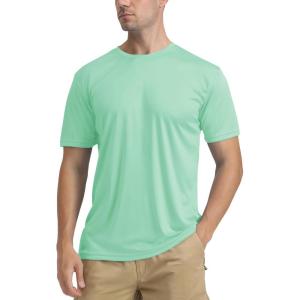 imageTACVASEN Swim Shirts for Men Rash Guard SPF Short Sleeve Sun TShirt UPF 50 Quick Dry Lightweight Fishing Water ShirtMint Green