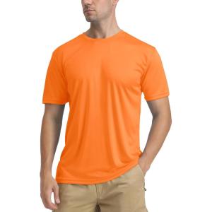 imageTACVASEN Swim Shirts for Men Rash Guard SPF Short Sleeve Sun TShirt UPF 50 Quick Dry Lightweight Fishing Water ShirtOrange