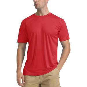 imageTACVASEN Swim Shirts for Men Rash Guard SPF Short Sleeve Sun TShirt UPF 50 Quick Dry Lightweight Fishing Water ShirtTomato Red
