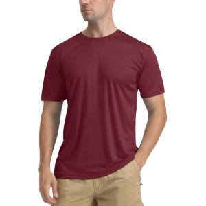 imageTACVASEN Swim Shirts for Men Rash Guard SPF Short Sleeve Sun TShirt UPF 50 Quick Dry Lightweight Fishing Water ShirtWine Red