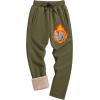 imageTACVASEN Mens Fleece Winter Pants Warm Sherpa Lined Sweatpants Heavyweight Thermal Lounge Athletic Track Jogger PantsArmy Green