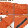 imageTACVASEN Mens Lightweight Hiking Pants Quick Dry Running Jogger Drawstring Sweatpants Zipper PocketsOrange