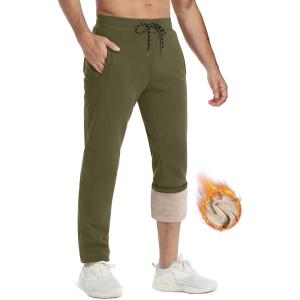imageTACVASEN Mens Fleece Winter Pants Warm Sherpa Lined Sweatpants Heavyweight Thermal Lounge Athletic Track Jogger PantsArmy Green