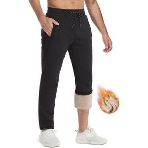 imageTACVASEN Mens Fleece Winter Pants Warm Sherpa Lined Sweatpants Heavyweight Thermal Lounge Athletic Track Jogger PantsBlack