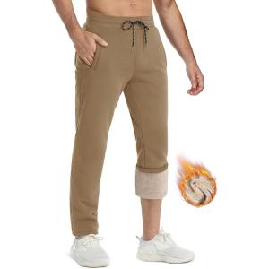 imageTACVASEN Mens Fleece Winter Pants Warm Sherpa Lined Sweatpants Heavyweight Thermal Lounge Athletic Track Jogger PantsBrown
