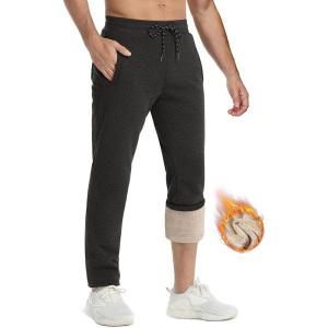 imageTACVASEN Mens Fleece Winter Pants Warm Sherpa Lined Sweatpants Heavyweight Thermal Lounge Athletic Track Jogger PantsDark Grey Heather