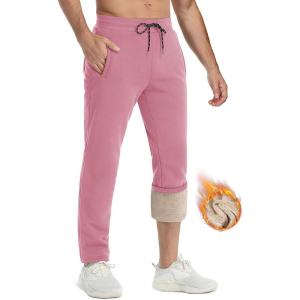 imageTACVASEN Mens Fleece Winter Pants Warm Sherpa Lined Sweatpants Heavyweight Thermal Lounge Athletic Track Jogger PantsGrey Pink