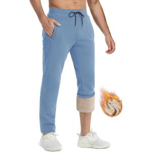 imageTACVASEN Mens Fleece Winter Pants Warm Sherpa Lined Sweatpants Heavyweight Thermal Lounge Athletic Track Jogger PantsHaze Blue