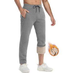 imageTACVASEN Mens Fleece Winter Pants Warm Sherpa Lined Sweatpants Heavyweight Thermal Lounge Athletic Track Jogger PantsLight Grey Heather