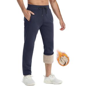 imageTACVASEN Mens Fleece Winter Pants Warm Sherpa Lined Sweatpants Heavyweight Thermal Lounge Athletic Track Jogger PantsNavy