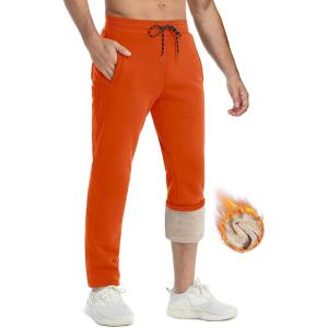 imageTACVASEN Mens Fleece Winter Pants Warm Sherpa Lined Sweatpants Heavyweight Thermal Lounge Athletic Track Jogger PantsOrange