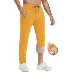 imageTACVASEN Mens Fleece Winter Pants Warm Sherpa Lined Sweatpants Heavyweight Thermal Lounge Athletic Track Jogger PantsTurmeric