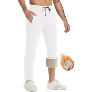 imageTACVASEN Mens Fleece Winter Pants Warm Sherpa Lined Sweatpants Heavyweight Thermal Lounge Athletic Track Jogger PantsWhite