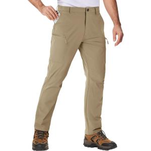 imageTACVASEN Mens Hiking Pants Lightweight Quick Dry Work Pants with 6 Pockets Tactical Waterproof Ripstop Outdoor PantsKhaki