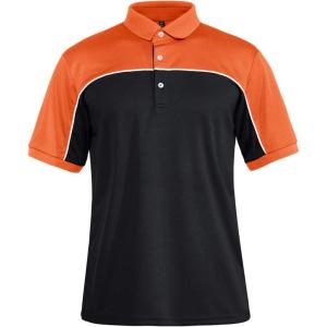 imageTACVASEN Mens Hiking Shirts Short Sleeve 3 Button Performance Polo Tee Shirt Black Orange XL