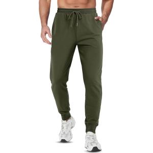 imageTACVASEN Mens Joggers Cotton Sweatpants with Pocket Lightweight Stretch Athletic Track Pants for Workout Casual RunningArmygreen