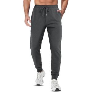 imageTACVASEN Mens Joggers Cotton Sweatpants with Pocket Lightweight Stretch Athletic Track Pants for Workout Casual RunningDark Grey