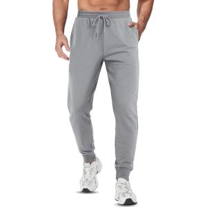 imageTACVASEN Mens Joggers Cotton Sweatpants with Pocket Lightweight Stretch Athletic Track Pants for Workout Casual RunningLight Grey