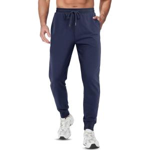 imageTACVASEN Mens Joggers Cotton Sweatpants with Pocket Lightweight Stretch Athletic Track Pants for Workout Casual RunningNavy