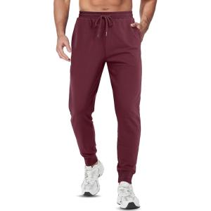imageTACVASEN Mens Joggers Cotton Sweatpants with Pocket Lightweight Stretch Athletic Track Pants for Workout Casual RunningWinered