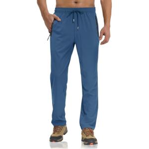 imageTACVASEN Mens Lightweight Hiking Pants Quick Dry Running Jogger Drawstring Sweatpants Zipper PocketsBlue Grey