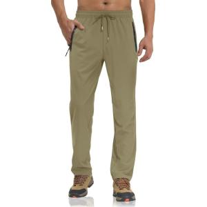 imageTACVASEN Mens Lightweight Hiking Pants Quick Dry Running Jogger Drawstring Sweatpants Zipper PocketsDull Cyan
