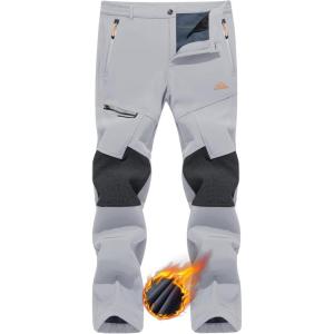 imageTACVASEN Mens Snow Ski Pants Windproof Snowboard Pants for Men Water Resistant Hiking Pants Fleece Lined Winter WorkingLight Gray